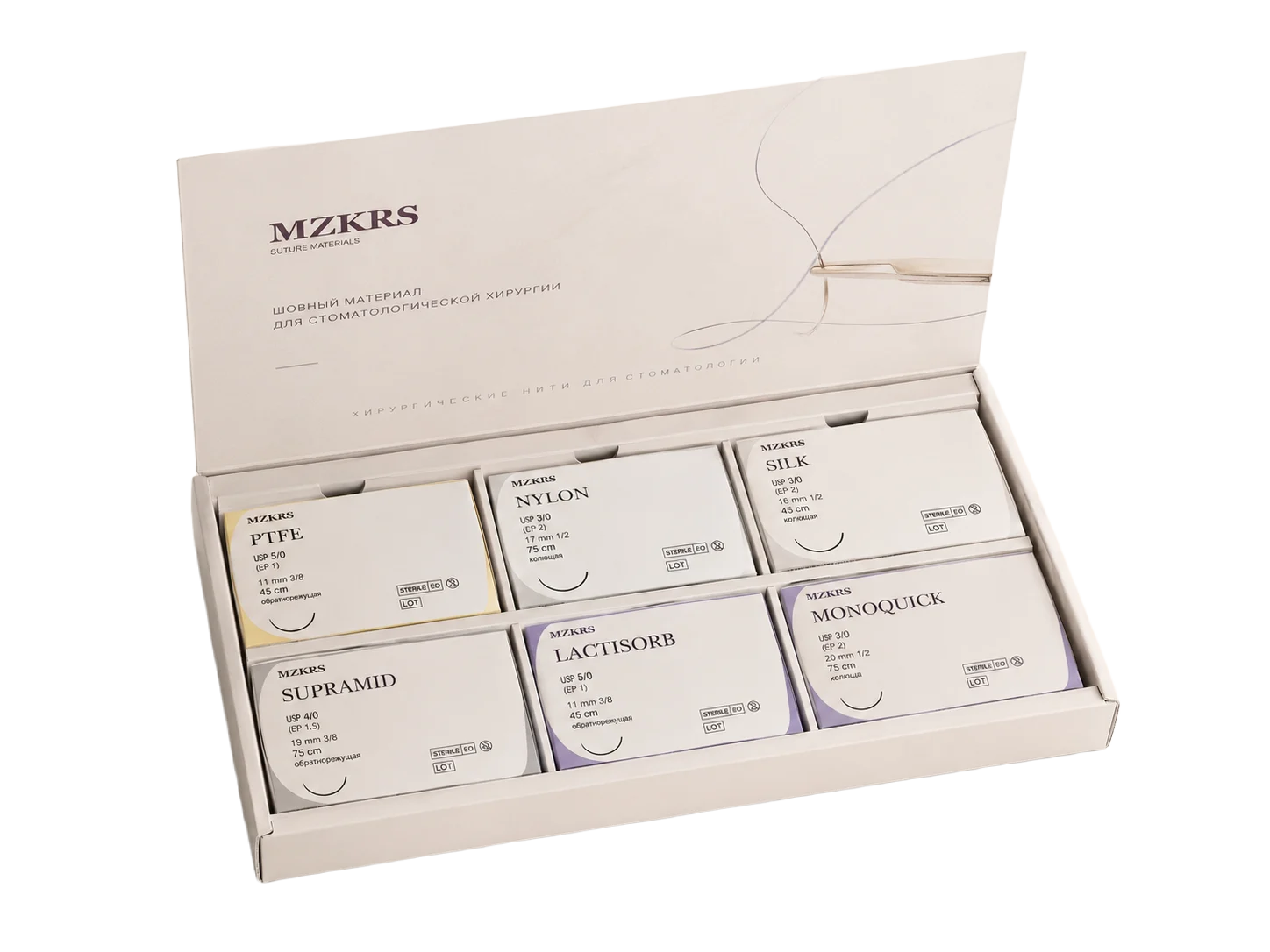 Открытый пробный набор MZKRS с материалами PTFE, Nylon, Silk и Lactisorb